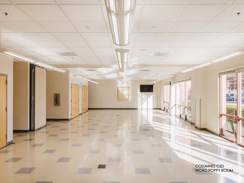 Image of Cosumnes CSD Wackford Community and Aquatic Complex Poppy Room, empty room